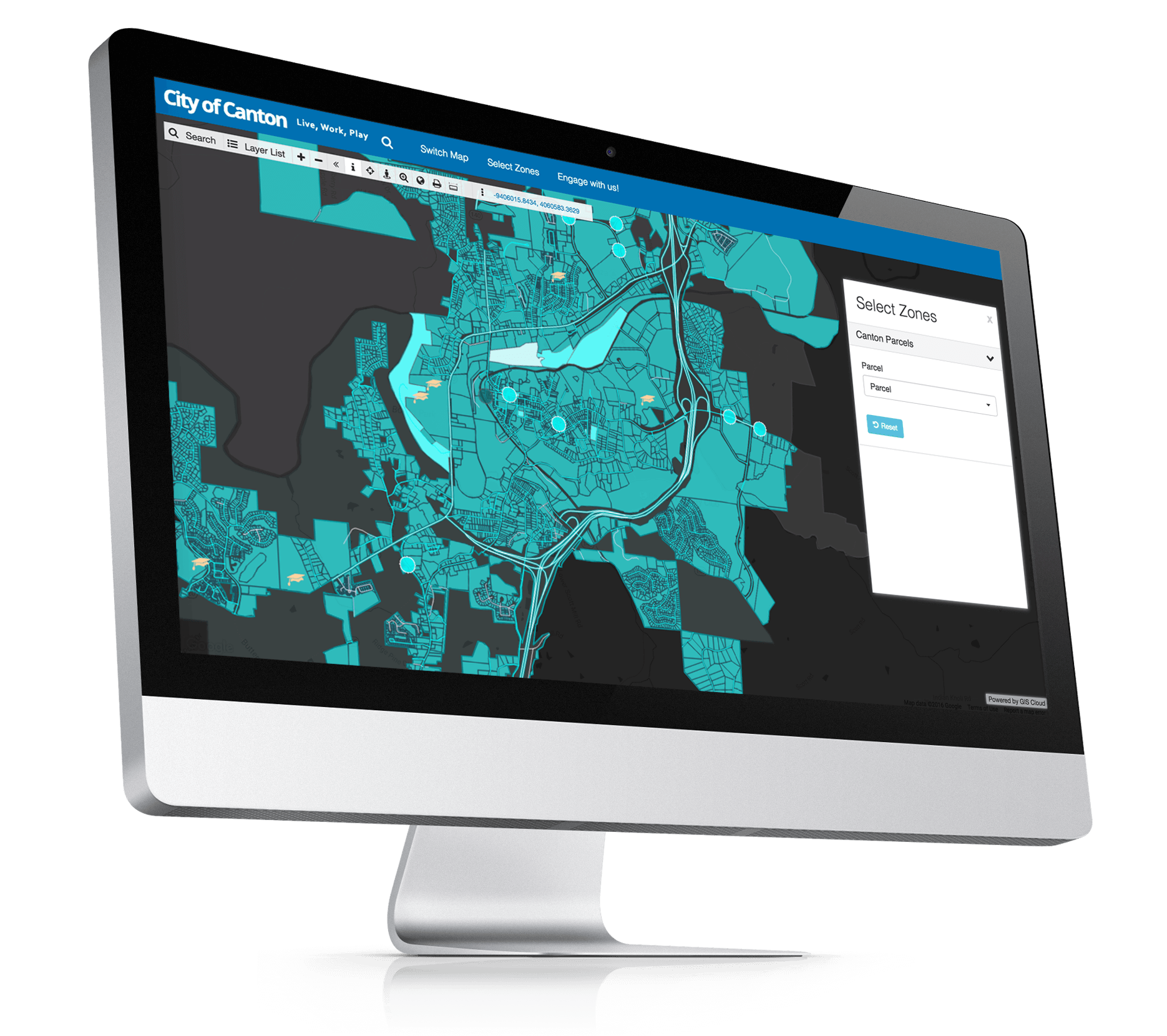 GIS Cloud’s Map Portal is a customizable cloud-based app for visualizing, publishing and sharing geospatial data, branded with your colors and logo. 