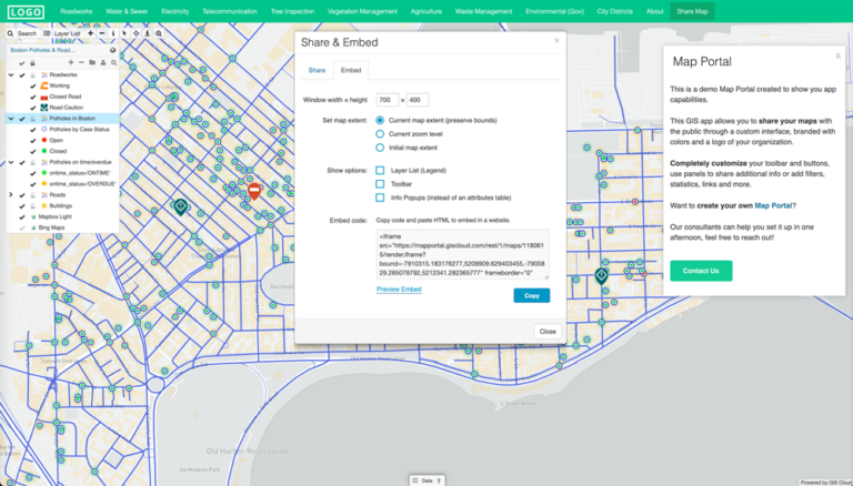 Share & Embed Maps From Your Custom Map Portal | GIS Cloud